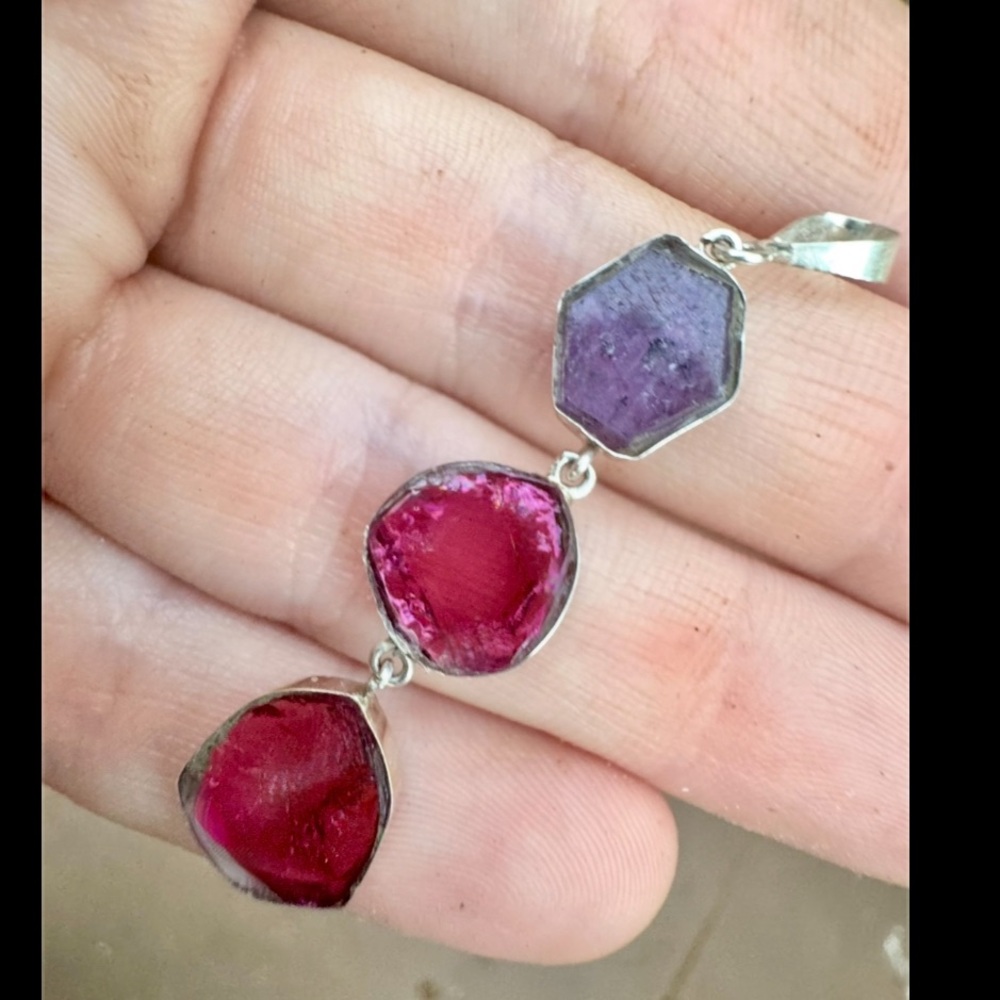 Custom Made Solid Sterling Genuine Tourmaline/Rub… - image 2